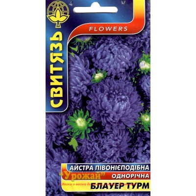 Насіння квіти Айстра китайська півонієподібна Блауер Турм, 0,3 г