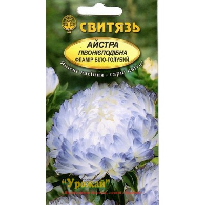 Семена цветы Астра китайская пивониеподобная Фламир бело-голубая, 0,3 г